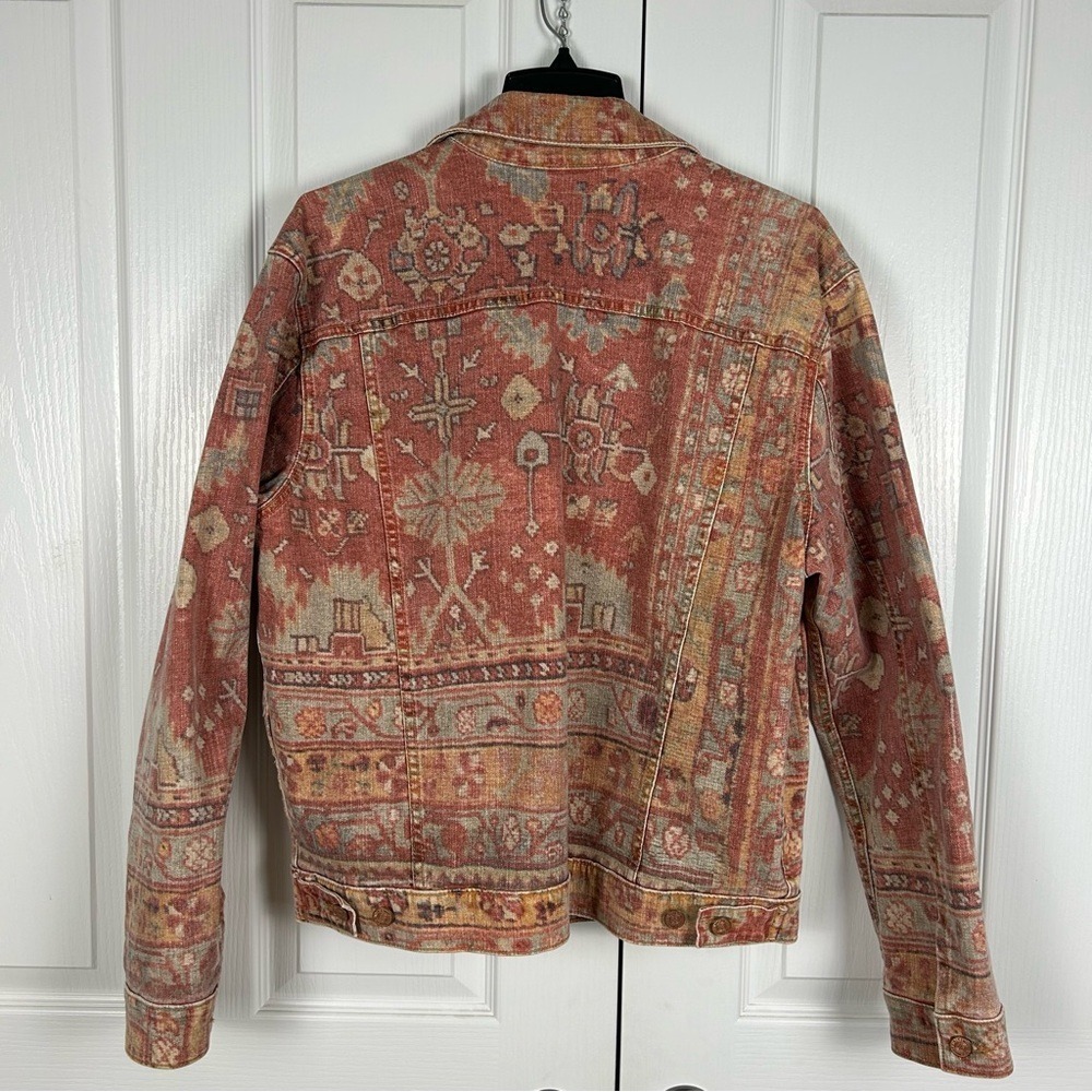 Mother Denim Jacket Shrunken Mountain Drifter Rust Cream Boho L - Picture 8 of 11